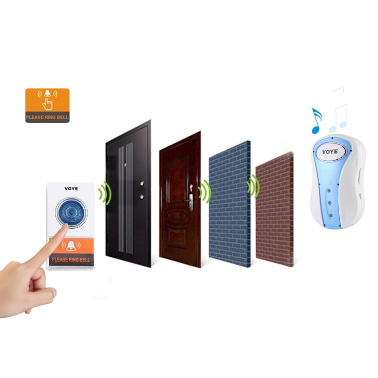VOYE V008A Home Music Remote Control Wireless Doorbell with 38 Polyphony Sounds, US Plug, V008A VOYE V008A Home Music Remote Control Wireless Doorbell with 38 Polyphony Sounds, US Plug, V008A